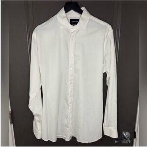 Alton Lane XL Tailored Dress Shirt | Luxe Herringbone White | Sharp & Modern Fit